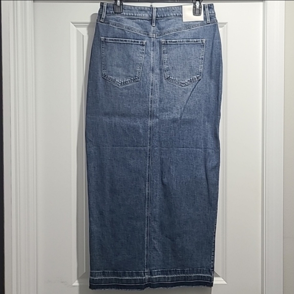 Express High Waisted Front Slit Maxi Denim Skirt - Picture 4 of 7